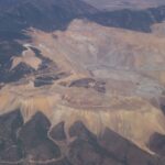 A strip mine in Utah, aerial view.