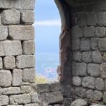 View through window of Andlau Castle, Alsace.