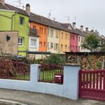 Colorful row houses in Hoenheim, north of Strasbourg.