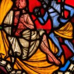 From the Museum of the construction of the Cathedral in Strasbourg, which contains many artifacts no longer in the cathedral. Stained glass window showing a smallpox victim.