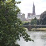 Strasbourg Cathedral (Notre Dame) seen from the Ill River.