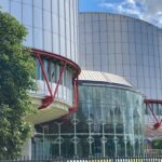 Droits de l'Homme, near the European Parliament building in Strasbourg. This is one of the most important courts for deciding a response to human rights violations. The building is shaped like a ship bearing refugees from oppression.