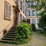 An old courtyard in downtown Strasbourg, France.