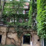 An old courtyard in downtown Strasbourg, France.