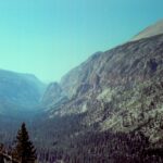 The Kern River Basin, Sequoia National Park, California. The river divides the Sierra Nevada into two ridges, the lower west ridge and the higher east ridge.