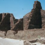 Reconstructed walls from Chaco Canyon, where the Anasazi civilization flourished until the 1300s of our calendar. This Native civilization developed and declined entirely without European contact. We do not know what they called themselves; Anasazi is the Navajo name for them.