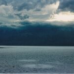 A salt plain in the bottom of Death Valley, California. The salt is the remnant of an ice age lake.
