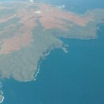 An aerial view of the big island of Hawaii.