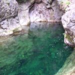 Green clear water in Lynn Canyon, north of Vancouver, British Columbia.